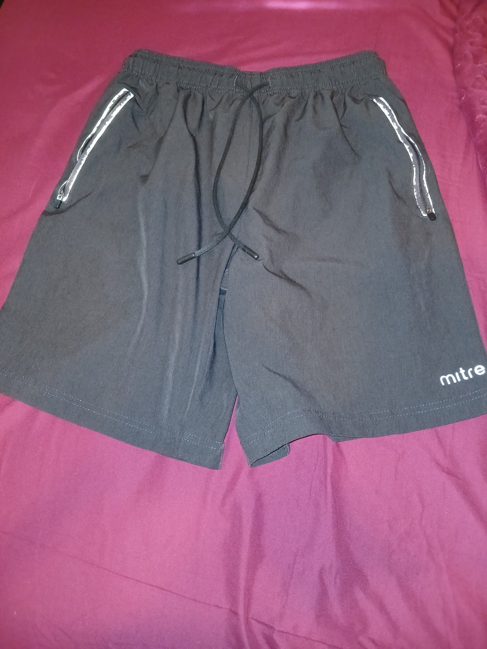 Mitre Men's Black Athletic Shorts with Zip Pockets